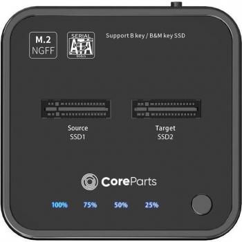 Estación de acoplamiento CoreParts MS-CLONER-SATA USB 3.2 Gen 2 (10 Gbps) para discos SSD y HDD M.2 SATA con función de clonación