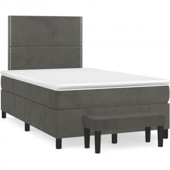 Cama box spring suave con colchón gris oscuro 120x190 cm Terciopelo Vidaxl