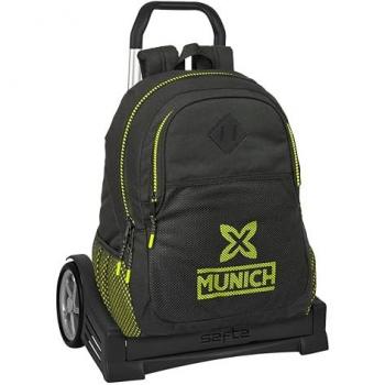 Mochila Escolar con Ruedas Munich Beat Negro 32 x 44 x 16 cm, Espalda Ergonómica, Carro Evolution, Ideal para Niños de Diferentes Edades, Cómoda y Versátil, Calidad y