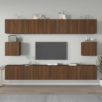 Set de muebles de TV 6 piezas madera contrachapada roble marrón 100 x 30 x 30 cm vidaXL