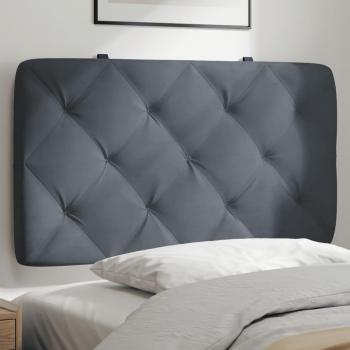 Cabecero de cama acolchado en terciopelo gris oscuro de 80 cm