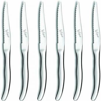 Estuche de 6 cuchillos para carne de acero inoxidable brillante