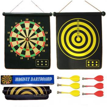 bstcentelha 15 seguridad tablero de dardos juego enrollar dos cara Reversible Bullseye Objetivo magnético diana con 6 dardos para niños