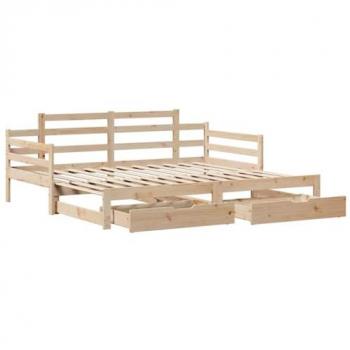 Sofá cama nido con cajones sin colchón 90x200 cm, Madera Maciza de Pino, sofá Cama, Cama de Pijamas, sofá Cama con almacenaje, Cama de Invitados