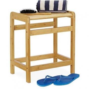 Taburete de Baño en Bambú Natural, Diseño Elegante, Dimensiones 50,5 x 41,5 x 29,5 cm