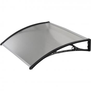 Pensilina Modular de Policarbonato Alveolar Transparente 100x60 cm con Soporte Negro
