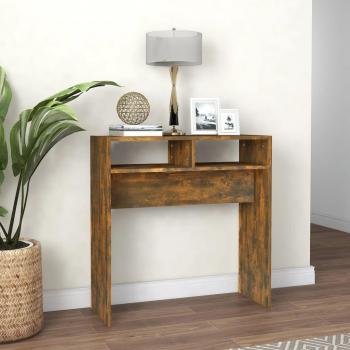 Mesa de centro consola de roble ahumado 78x30x80 cm en madera multicapa