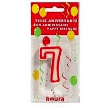 Vela CumpleaÑos Blanco Roja N7 6cm