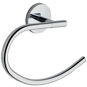 Kibath 324664 Toallero de Anilla de diseño. Fabricado en Acero Inoxidable y Acabado en Cromo Brillo. con Dos Opciones de colocación, Adhesiva o con Tornillos
