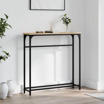 Mesa consola Sonoma de roble 75x19,5x75 cm madera multicapa marrón