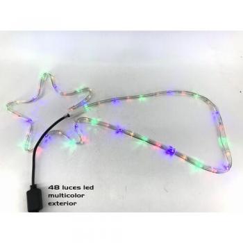 Cometa decorativa de Navidad con 48 LEDs multicolor para exterior de 70 cm