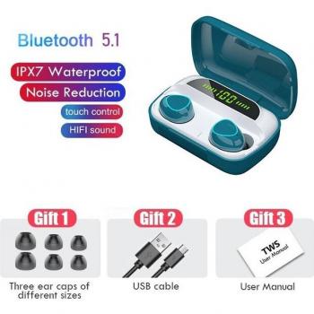 Auriculares TWS Bluetooth 9D Estéreo Inalámbricos con Pantalla LED, Control Táctil, Micrófono y Caja de Carga