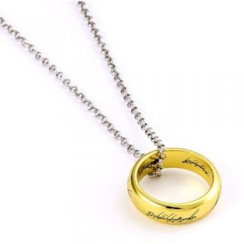 The Lord of the Rings Gold and Silver Plated One Ring Necklace - Zinc Alloy, Copper, Aluminium, Female