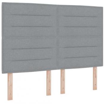 Cabecero LED con Luces de Tira, Gris Claro, 160 cm, Tela