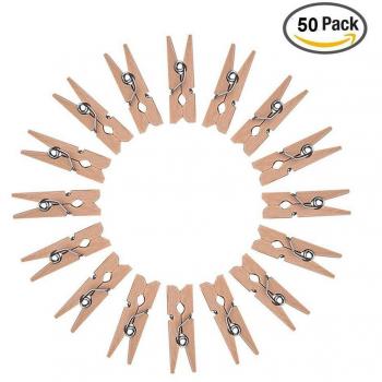 Kanggest 50pcs Mini Pinzas Madera Pequeñas Para Fotos Clips de Madera Decorativas Naturales Ropa Papel DIY Mini Fotos de Madera