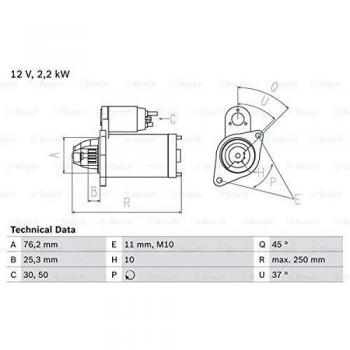 Motor de Arranque BOSCH 0 986 022 450 - Starter de alta calidad, diseñado para un arranque eficiente del motor, compatible con una amplia gama de vehículos, fácil instalación, durabilidad y rendimiento óptimo