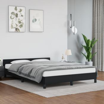 Estructura de cama con cabecero negro 140x190 cm sin colchón
