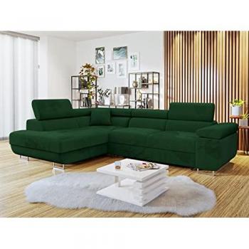 Sofá rinconero Comfivo S100, color Manila 35, dimensiones 274 x 70 x 203 cm, función de descanso, caja de ropa de cama