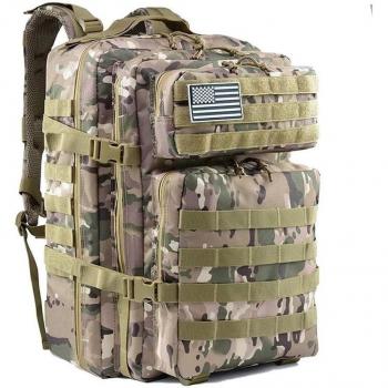 Mochila Táctica Militar Impermeable de 45 Litros con Sistema Molle para Emergencias, Caza y Senderismo - 33x29x45 cm
