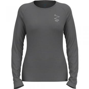 Camiseta de Manga Larga Odlo Ascent Merino 200 para Mujer, diseño de Pistas, Gris, Talla Small
