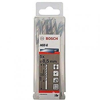 Bosch 2608595073 Din338 HSS-G Metal Drill Bit, 8.5mm x 75mm x 117mm, Silver