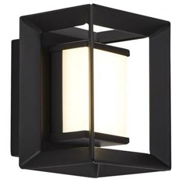 Aplique Chaplin Acero Negro 1 bombilla 10cm, LED, rectangular, negro mate, dimensiones 100 mm