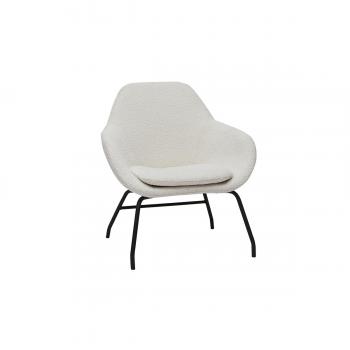 Sillón de tejido efecto borreguillo color crudo y metal negro MAYNE