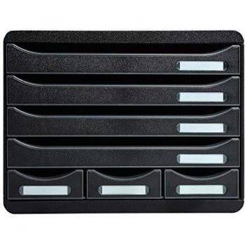 Exacompta 307714D - Caja organizadora, 7 cajones, color negro