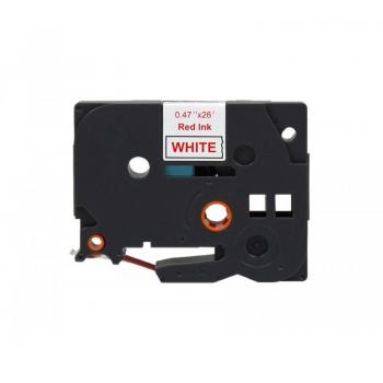 Cinta Laminada Compatible con Brother TZe-232 - Texto Rojo sobre Fondo Blanco, 12mm x 8m