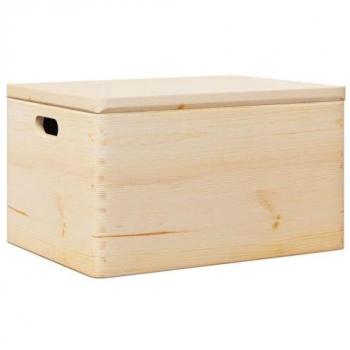 vidaXL Pine Wood Storage Box with Lid and Handles 40x30x23 cm
