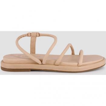 Sandalias planas de mujer de piel en natural