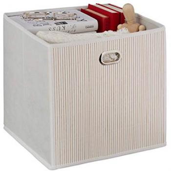 Cestos de Almacenaje Plegables de Bambú - 3 unidades, Cesta Cuadrada para Baño, 31 x 31 x 31 cm, Color Blanco