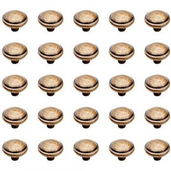 Emuca - Tirador para mueble, pomo para cajón, Zamak, Acabado bronce, Set de 25