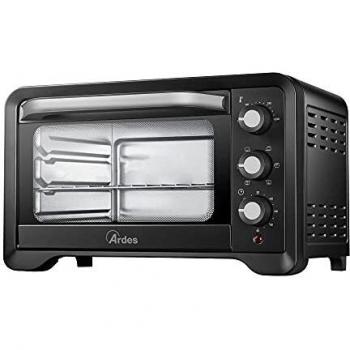 Horno eléctrico ventilado Ardes AR6222PB, 20 litros, 1380 W, con temporizador y 6 funciones de cocción, color negro