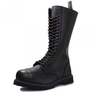 Grinders King CS Unisex Black Punk Military Boots - Steel Toe Calf Length, Size UK 4