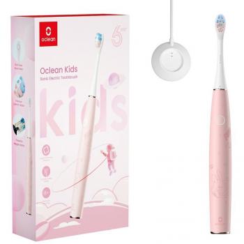 Cepillo de dientes eléctrico sónico Oclean para niños, cerdas suaves, cepillado ultra silencioso, temporizador integrado de 2 minutos, impermeable IPX7, recomendado para mayores de 5 años (rosa)