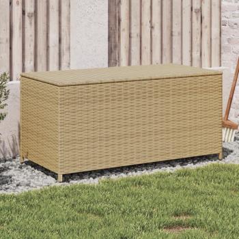 Beige 190L Poly Rattan Garden Storage Box