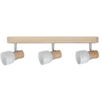 Lámpara de Techo Svantje EPIKASA, Madera de Roble y Metal Cromo, Blanco, 50x15x15 cm