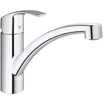 Grohe Eurosmart 33281002 - Grifo de Cocina, Ángulo de Giro de 140°, Acabado Grohe StarLight, Sistema Easy Exchange Mousseur, Conductos Internos independientes