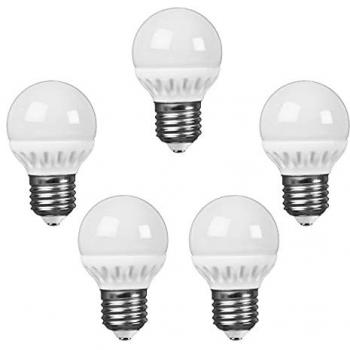Lámpara Bombilla LED mini globo G45 5 W, Luz Fría 6400K, 420 Lúmenes, Reemplazo de 40 W Halógena (5-Unidades)