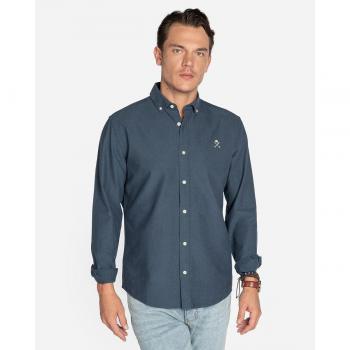 Camisa de hombre slim liso color gris oscuro