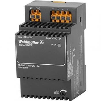 Fuente de alimentación Weidmüller PRO INSTA 30W 24V 1.3A para carril DIN, switching, DC, IP20