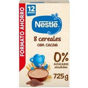 Nestlé Papilla 8 Cereales con Cacao Sin Azúcares Añadidos +12 meses 725 g