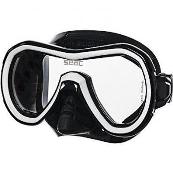 Seac Giglio MD, Máscara a lente única para Buceo y Snorkeling, Unisex niños, negro/blanco, Small