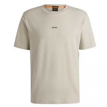 Camiseta BOSS TChup Beige con Logo, Corte Relaxed Fit, Tamaño L para Hombre
