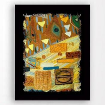 Impresión sobre Lienzo Abstracto 9 - Poliéster y Madera, Naranja, Negro y Azul, 70x3x100 cm