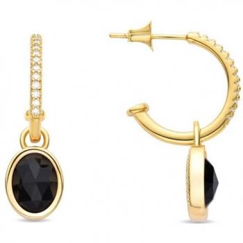 Pendientes Luxenter Nyahau de cristal negro acabados en oro amarillo de 18K
