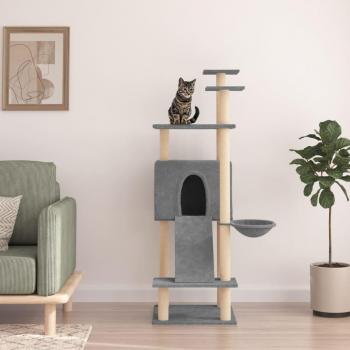 Árbol para Gatos con Arañazos en Sisal Gris Claro 153 cm