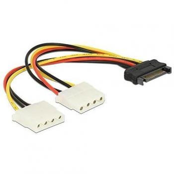 Delock sata 15pin 2x 4pin molex female 20cm cable machohembra multi