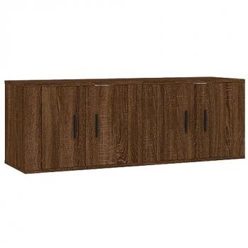 Mueble TV de pared estante multimedia 2 piezas roble marrón 57 x 34,5 x 40 cm